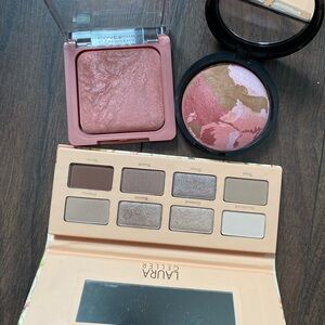 Laura Geller Pink & Rose Marble Baked Blush Palette with Neutral Eyeshadows